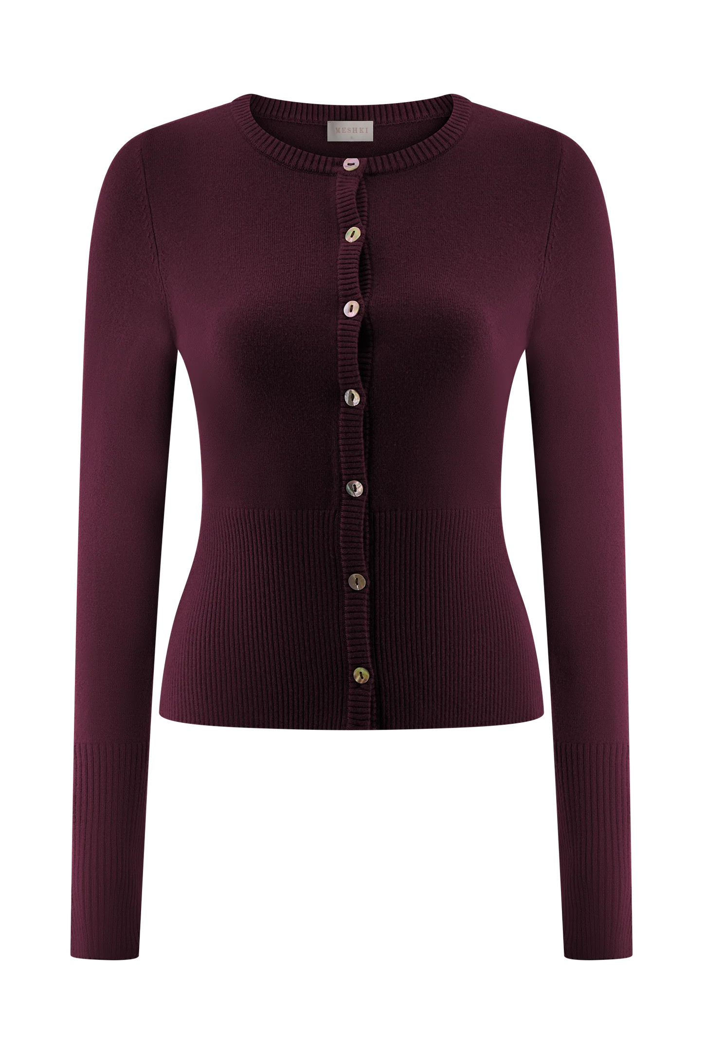 Reese Fitted Knit Cardigan - Merlot | Meshki (APAC)