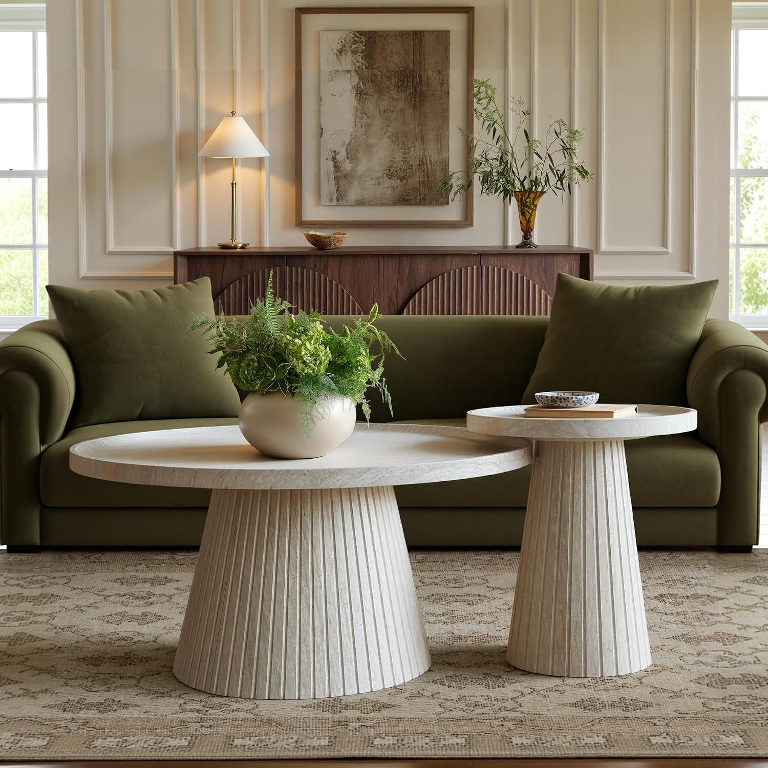 win2win Nesting Coffee Table Set of 2 with Faux Stone Veneer, Stone | Amazon (US)