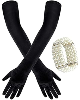 BABEYOND Long Opera Party Gloves 1920s Flapper Gatsby Accessories Velvet Stretchy Elbow Gloves | Amazon (US)
