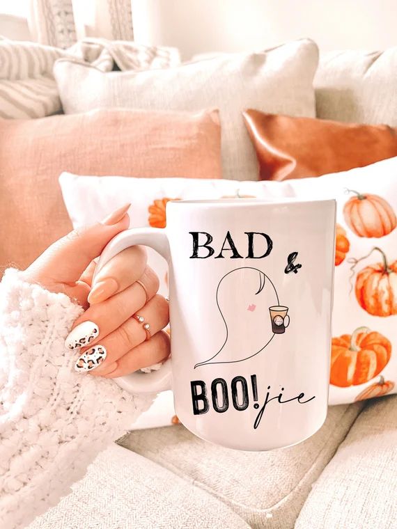 Bad and Boojie White Ceramic Mug 15 Oz  Pumpkin Spice Coffee | Etsy | Etsy (US)