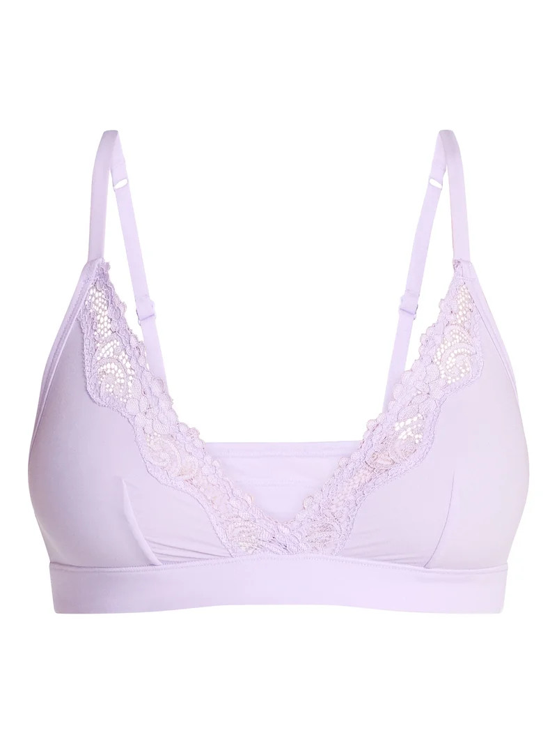 No Boundaries Fit Stretch Triangle Bralette with Lace, Women's XS-3XL | Walmart (US)