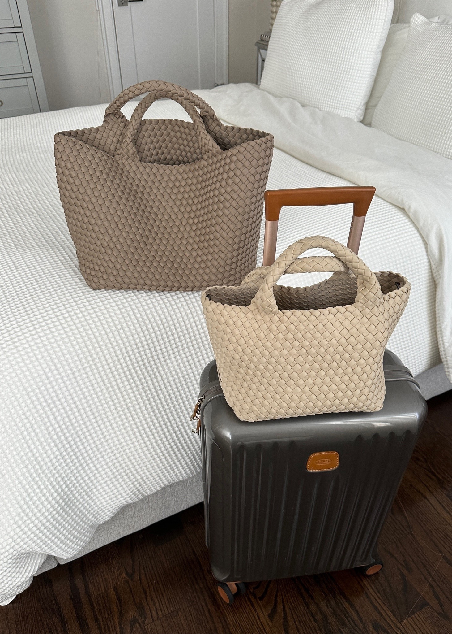 20% off Naghedi tote bags with code TAKE20 // travel carry on suitcase 
•Naghedi St Barths tote - easy to clean, low maintenance and I always get compliments. Medium size here is shown in “cashmere” and mini tote in “ecru” which are harder to find colors, but I would highly recommend black medium as a classic choice for an everyday or laptop work tote 
•Brics carry on suitcase 

#LTKtravel #LTKsalealert #LTKitbag