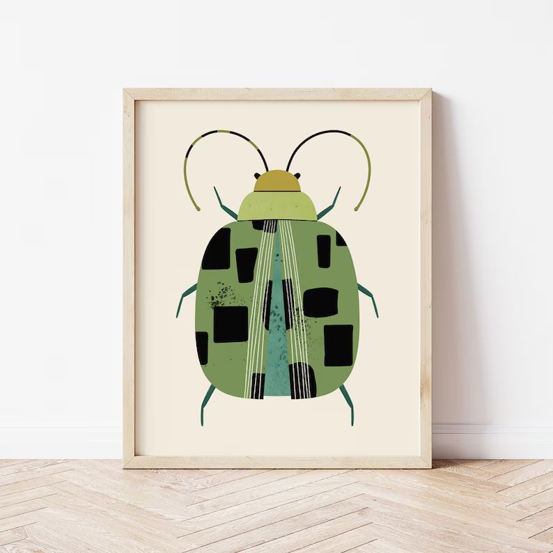 Green Beetle Print, Printable Wall Art, Nursery Wall Decor, Insect Wall Art, Modern Kids Room Pri... | Etsy (US)