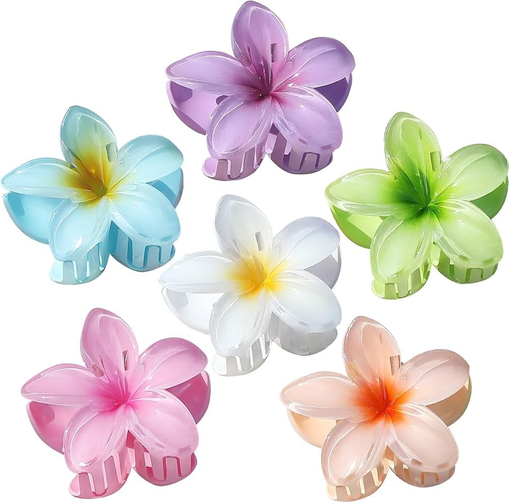 Sisiaipu Hawaiian Flower Hair Clips for Women 6 Pack Flower Hair Claw Clips Plumeria Claw Clips f... | Amazon (US)