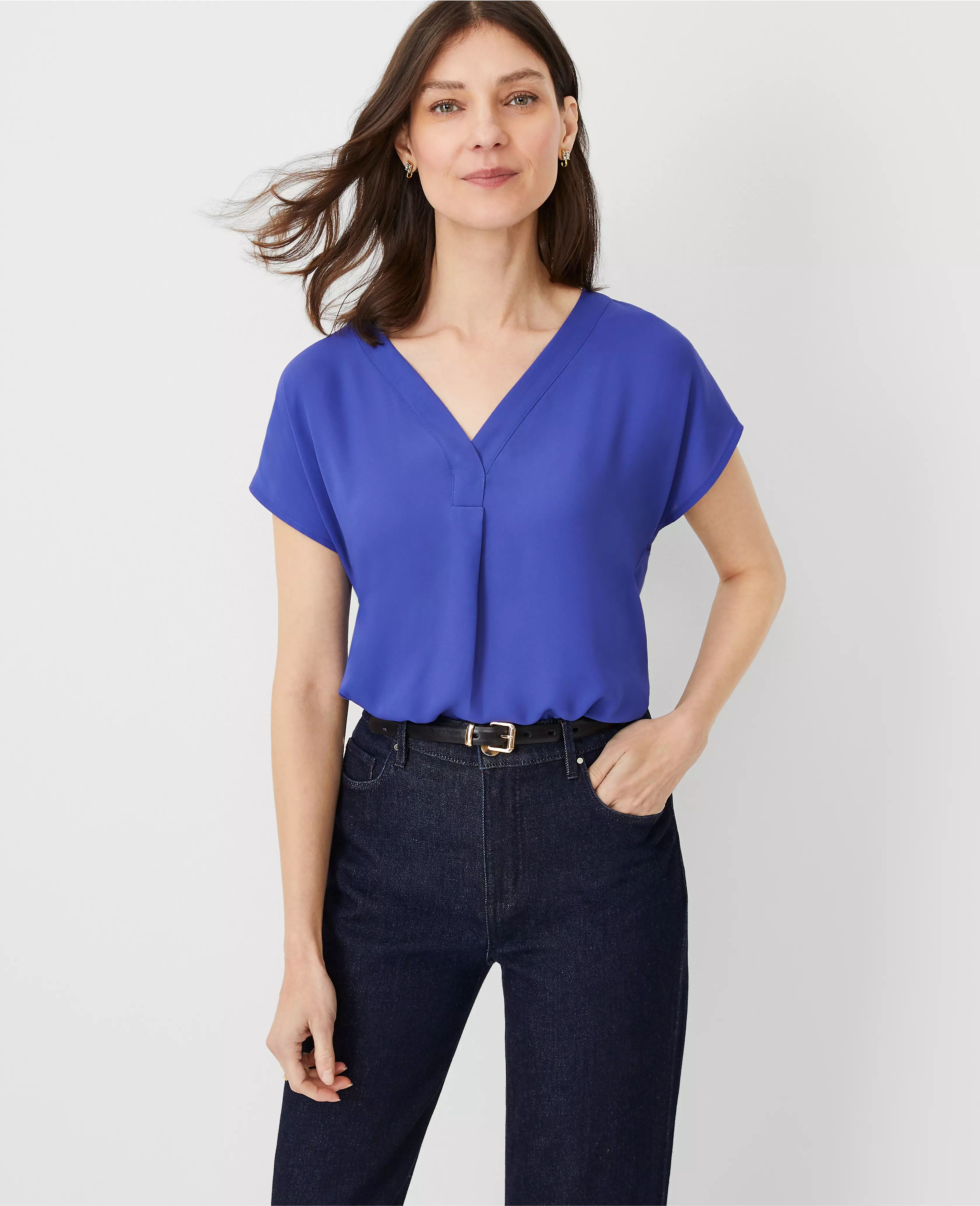 Mixed Media Pleat Front Top | Ann Taylor (US)