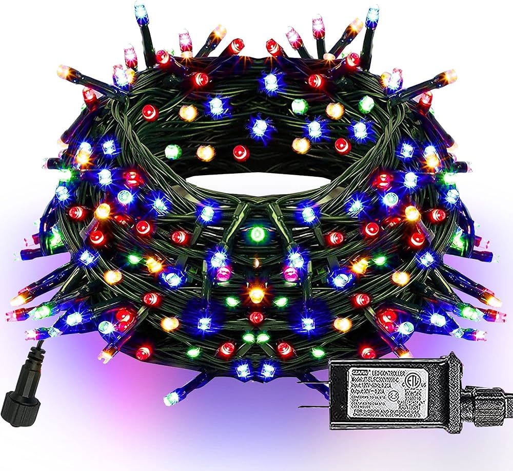 Dazzle Bright Christmas String Lights, 66FT 200 LED Connectable Green Wire 8 Modes String Lights,... | Amazon (US)