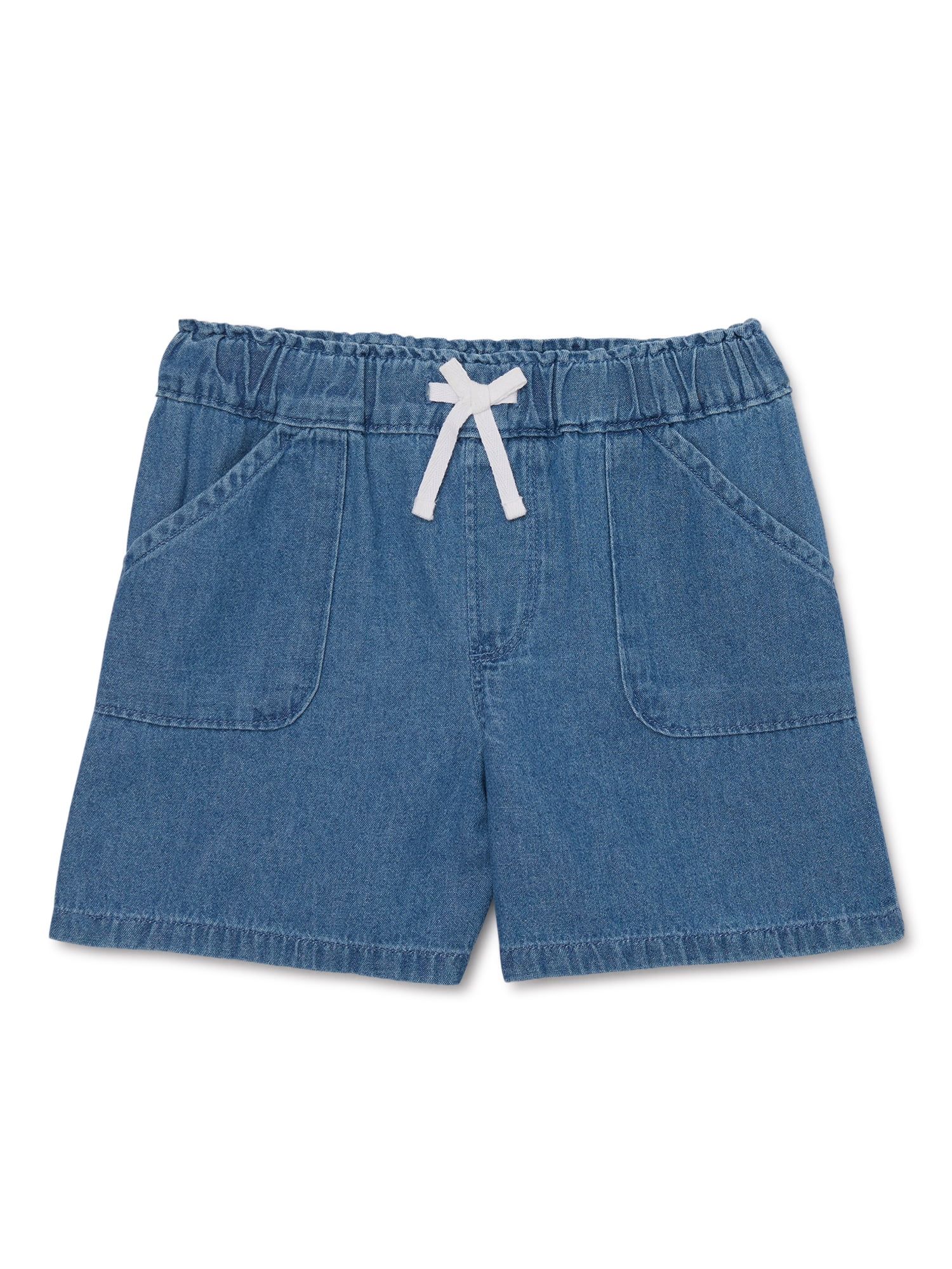 Wonder Nation Girls Denim Pull On Shorts, Sizes 4-16 - Walmart.com | Walmart (US)