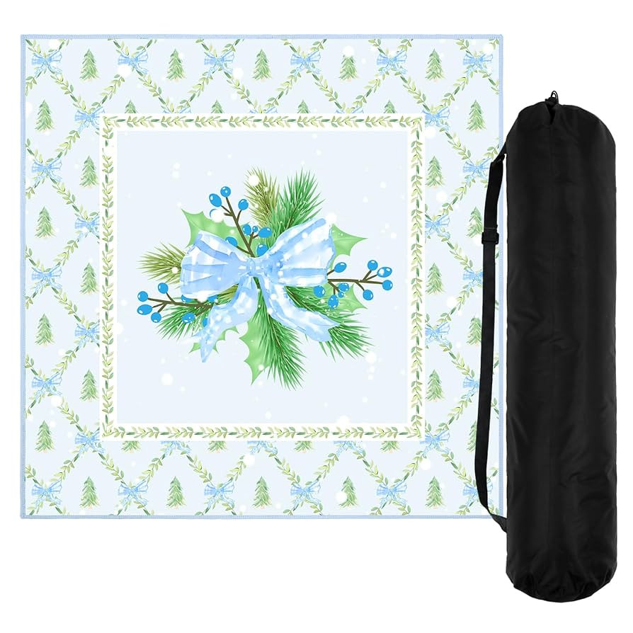 Snowy Green Pine Needle Wreath Christmas Mahjong Mat Wonderland Mahjong Table Mat with Carrying B... | Amazon (US)