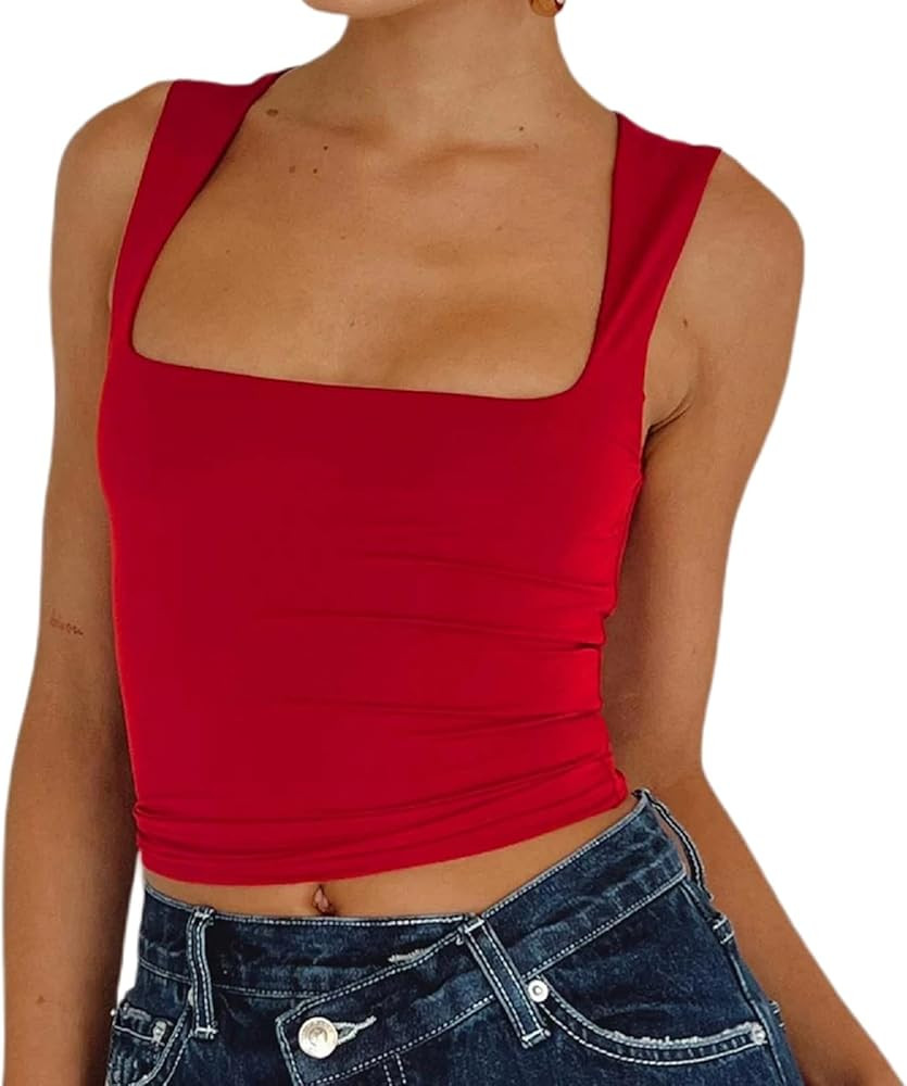 Women’s Sleeveless Strappy Tank Top Backless Pleated Bustier Crop Tops Going Out Cami Shirts Si... | Amazon (US)