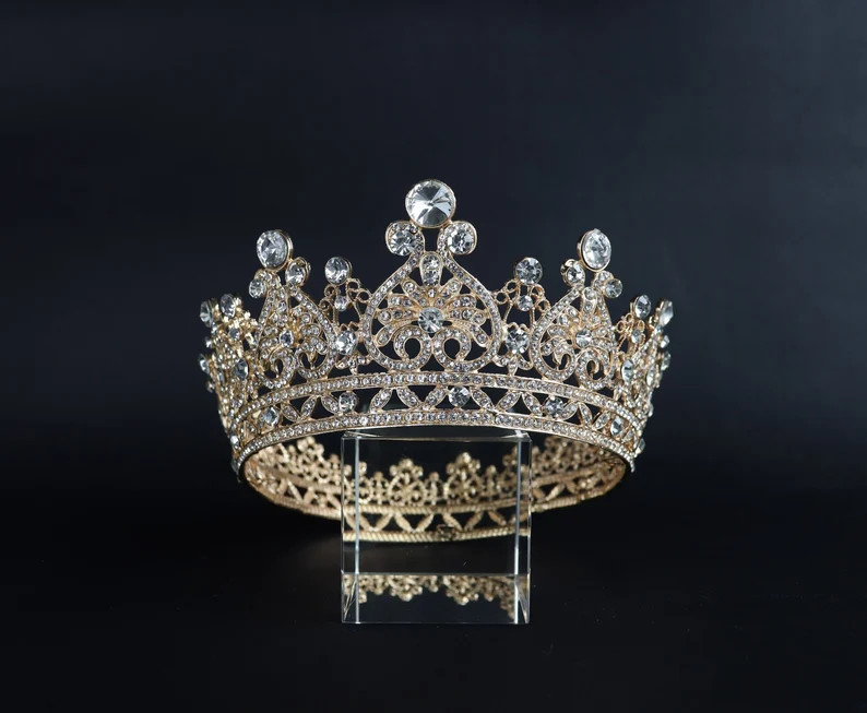 Gold Luxury Crystal Crown, Wedding Tiara, Wedding Accessories, Queen Crown, Bridal Crown, Hair Ac... | Etsy (US)