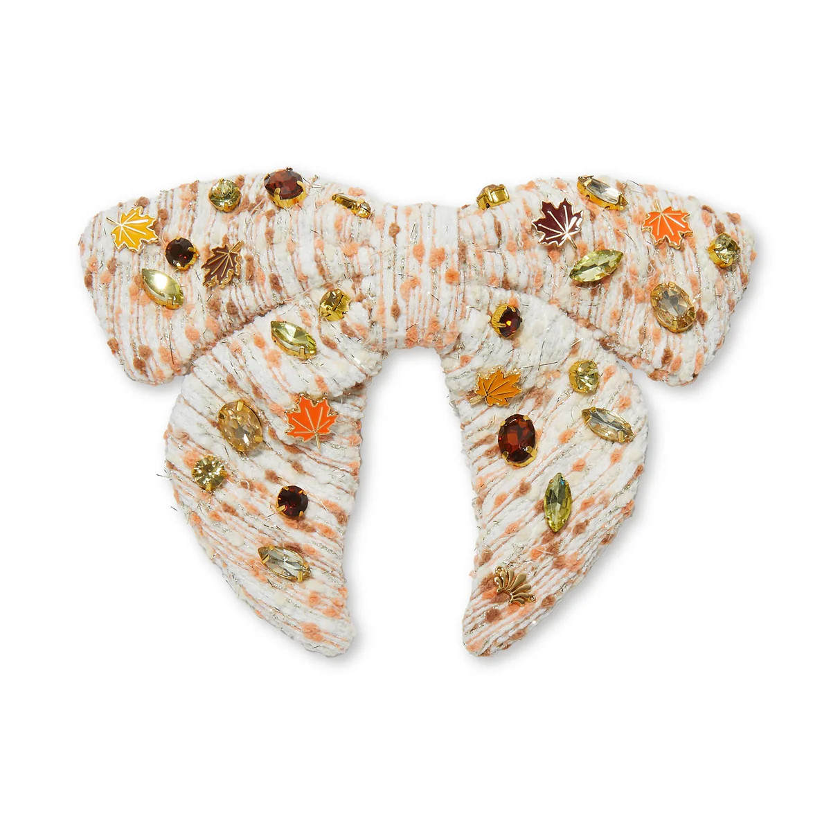 AUTUMN BOUCLE FALLING LEAVES CRYSTAL BOW BARRETTE | LELE SADOUGHI