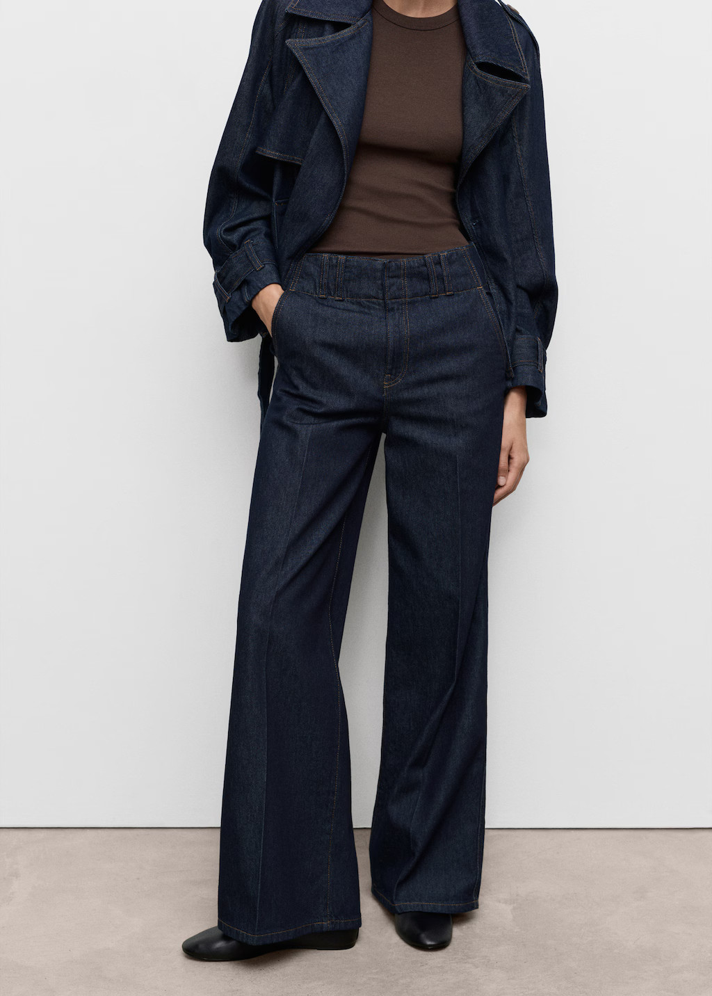 Wide-leg denim pants with belt loops | Mango (US/MX/AU)