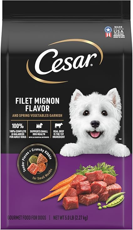 Cesar Small Breed Dry Dog Food for Small Dogs, Filet Mignon Flavor and Spring Vegetables Garnish,... | Amazon (US)