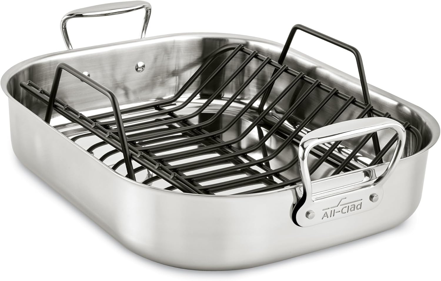All-Clad Specialty Stainless Steel Roaster and Nonstick Rack 16x13x5 Inch Oven Broiler Safe 600F ... | Amazon (US)