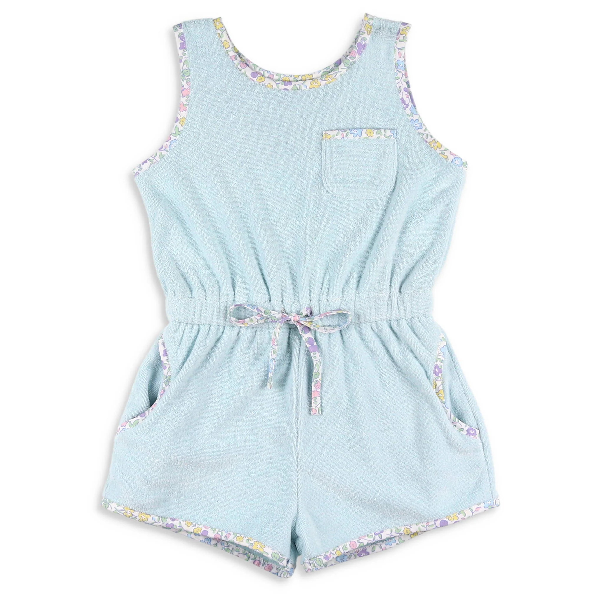 Girls Romper - Boca Blue Terry - Shrimp and Grits Kids | Shrimp and Grits Kids