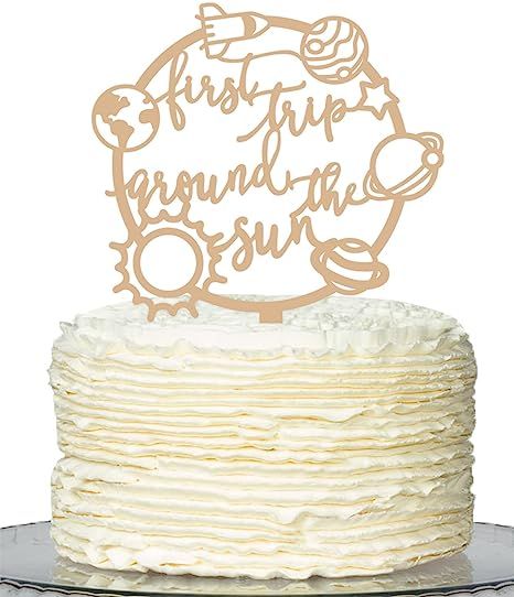 First Trip around the sun Cake Topper , Boy and Girl 1st Space Birthday Party , Rustic Chic First... | Amazon (US)
