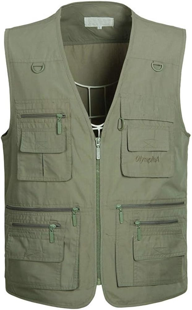 PASOK Men's Work Fishing Vests Lightweight Safari Travel Hunting Waistcoat With Multi-Pockets | Amazon (US)