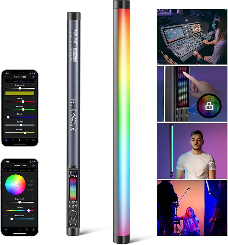 NEEWER TL60 RGB Tube Light, 20W Full Color RGBWW LED Video Lighting Wand Stick for Studio Photogr... | Amazon (US)
