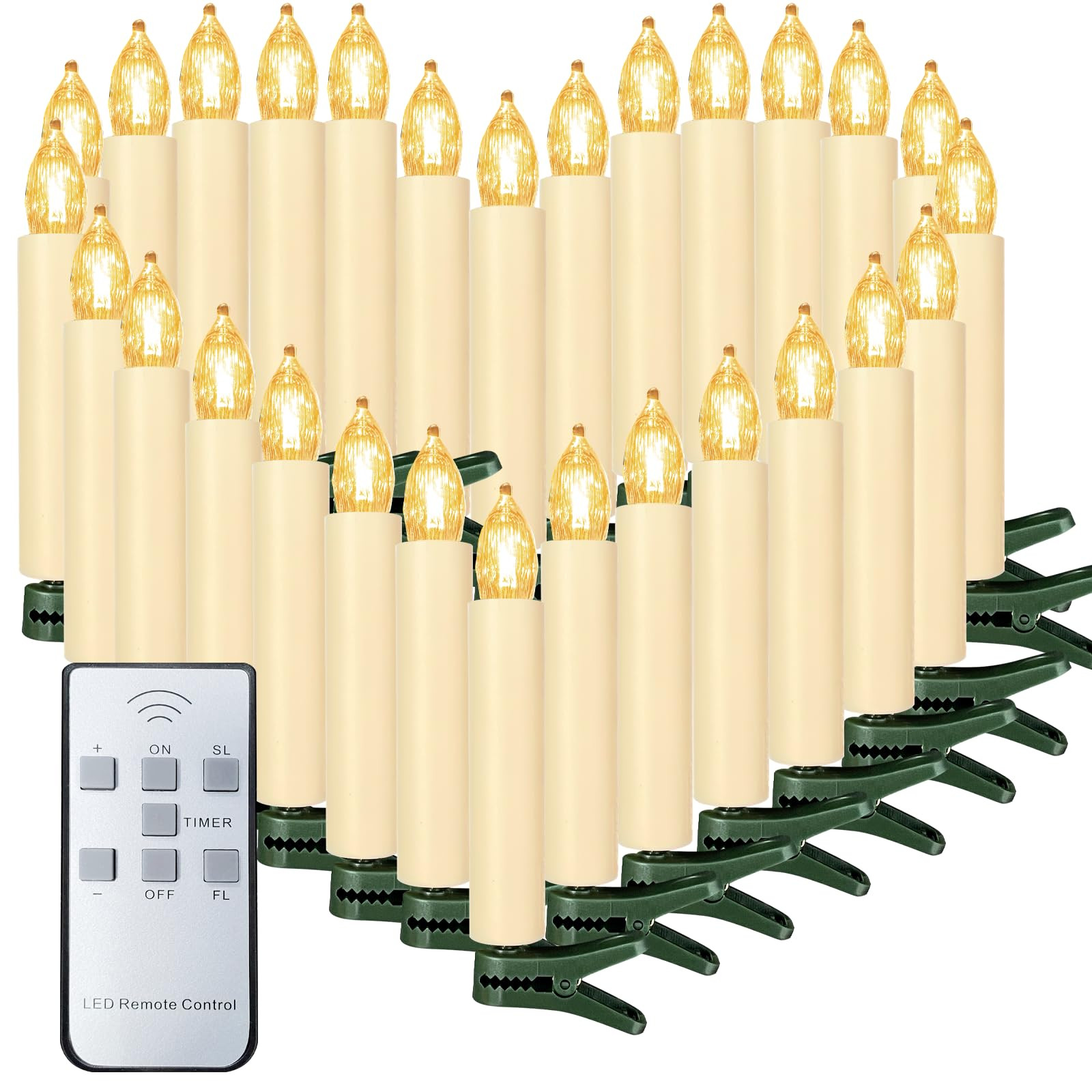20PCS LED Flameless Candles Battery Operated Christmas Tree Candles with Remote, Button Cell Batt... | Amazon (US)