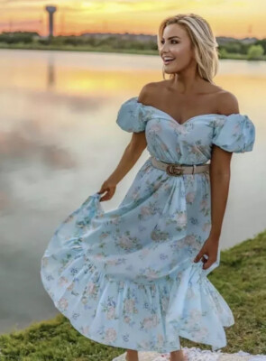 Love Shack fancy Target  Dress Loveshackfancy Size 14 Blue Floral Estelle NWT | eBay US