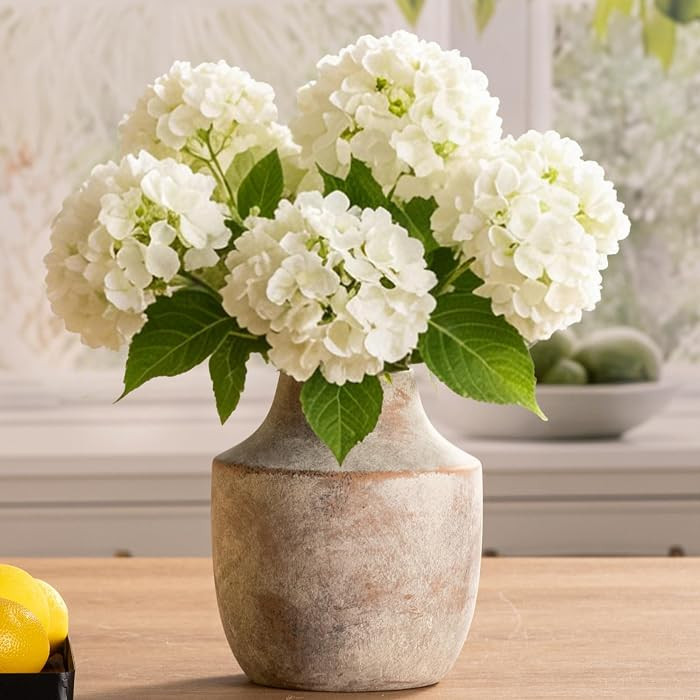 Mitt&Ditt Ceramic Flower Vase, 7.5 inch Off-White Farmhouse Rustic Vase, Handcrafted Weathered Po... | Amazon (US)