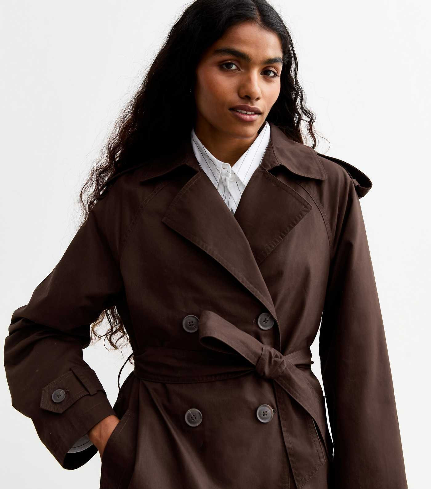 Petite Brown Double Breasted Cotton Trench Coat
						
						Add to Saved Items
						Remove from... | New Look (UK)