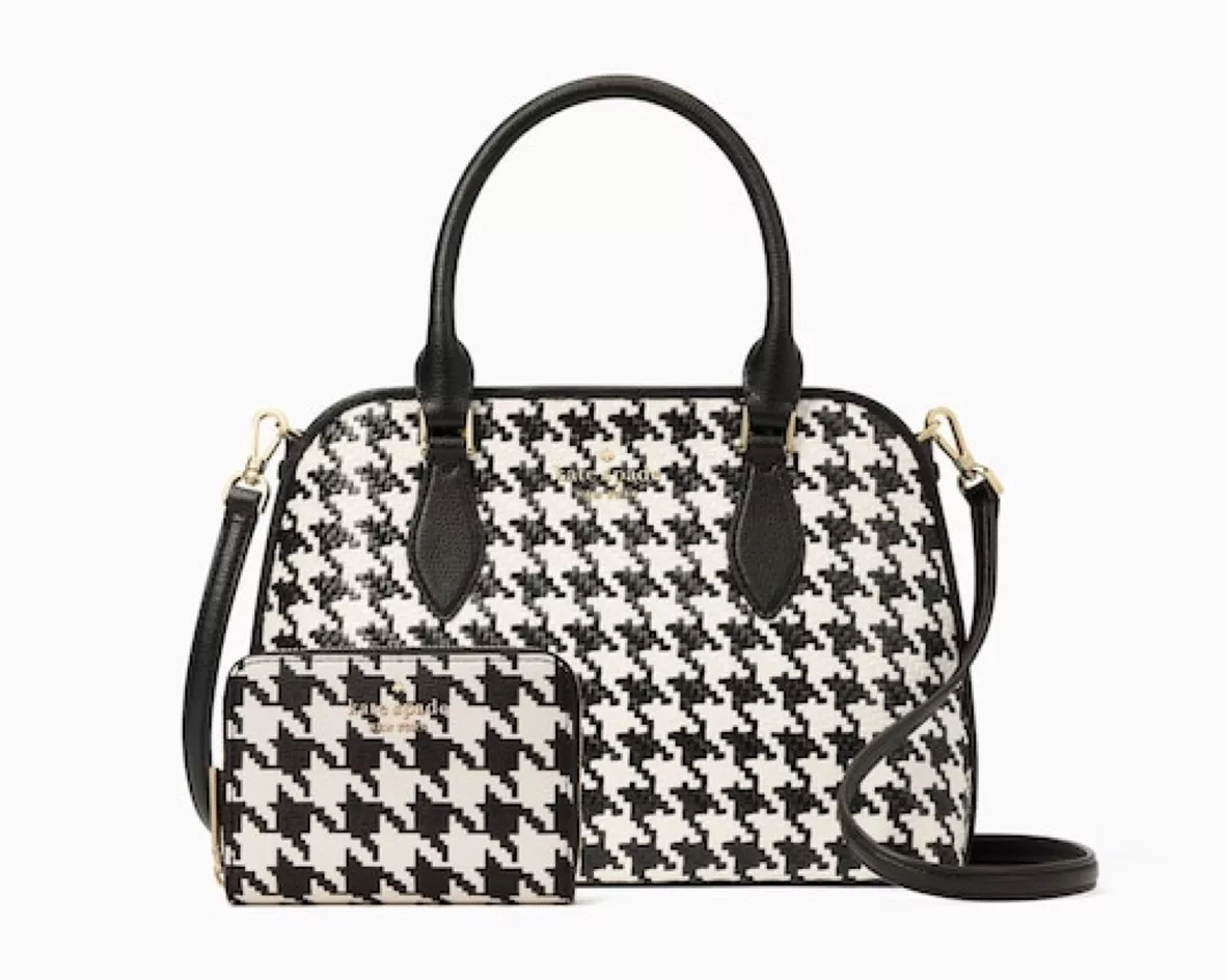Kate Spade Darcy Chain Wallet Crossbody Houndstooth Print (Black