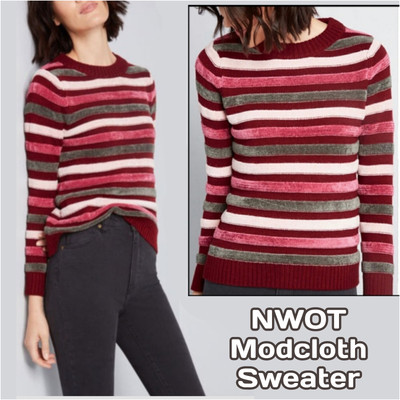 NWOT Red Plush Stripe Modcloth Sweater Small  | eBay | eBay US