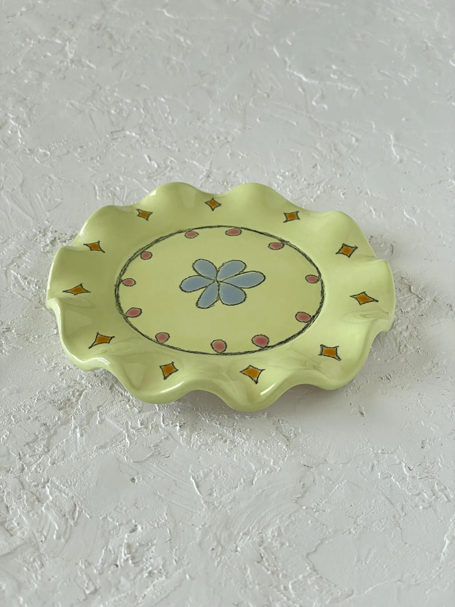 Chartreuse Ceramic Ring Dish, Flower Trinket Tray, Decorative Ceramic Ruffle Plate, Green Wavy Ce... | Etsy (Global)
