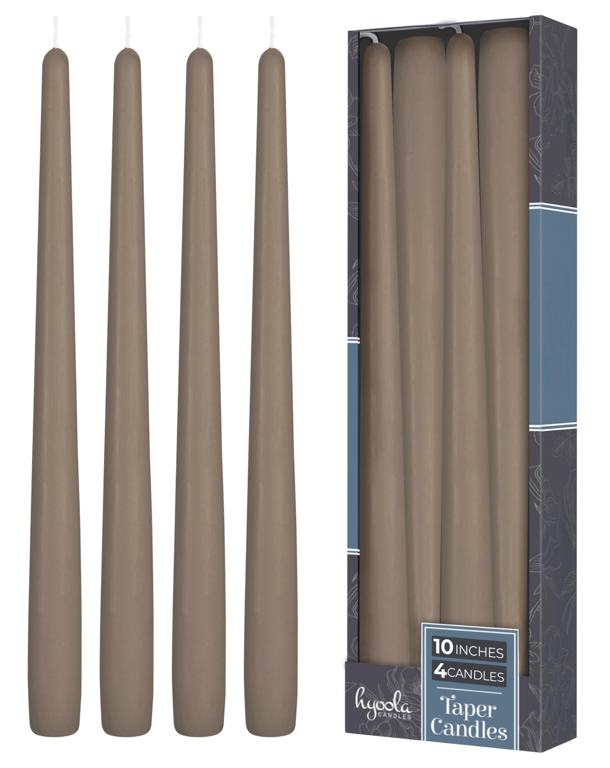 Hyoola Tall Taper Candles - 10 Inch Taupe Grey Unscented Dripless Taper Candles - 8 Hour Burn Tim... | Amazon (US)