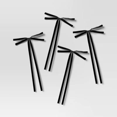 4ct Faux Velvet Fabric Christmas Decorative Bow Black - Wondershop™ | Target