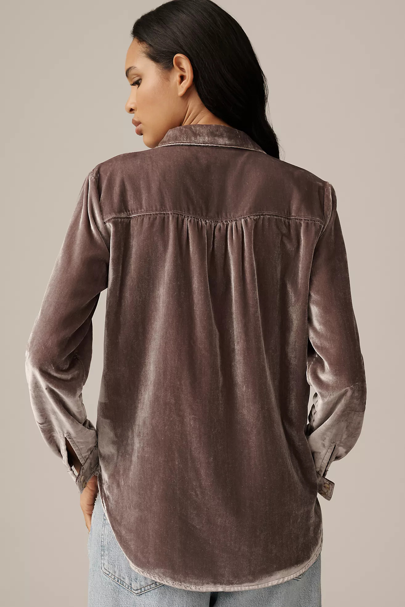 The Hadley Velvet Relaxed Buttondown Shirt by Pilcro | Anthropologie (US)