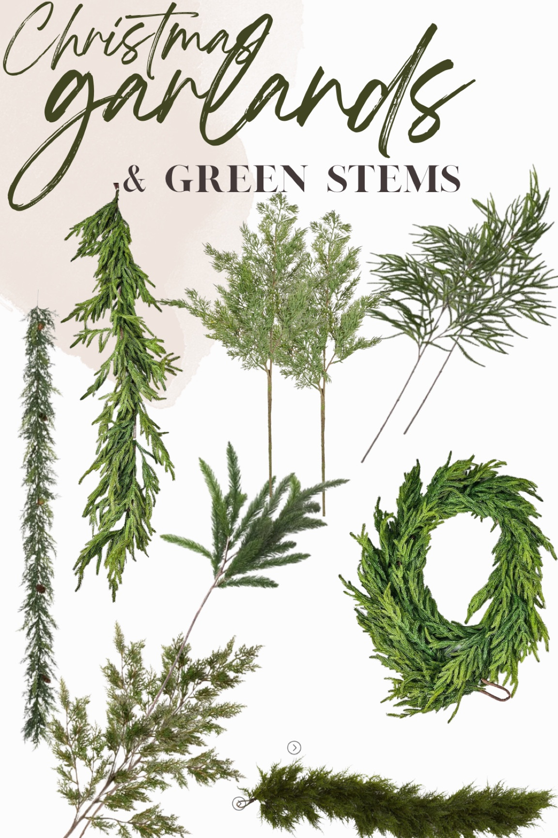 Christmas garlands and stems — I talked about in stories. I have all of these. The ones I got from wayfair this what are under $20 bucks right now with code:TAKE15 - Christmas garland - Christmas home - Christmas stems - pine stems - cedar garland - cedar stems - real touch garland - Norfolk garland 

#LTKSeasonal #LTKHolidaySale #LTKhome
