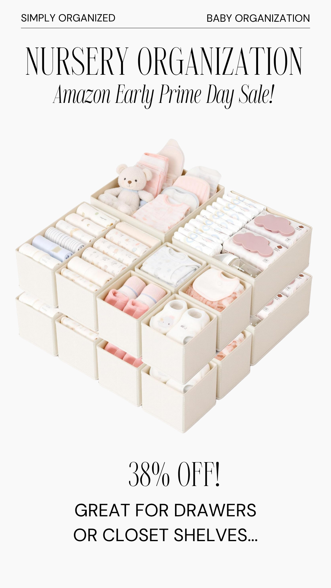 These fabric drawer organizers are perfect for nursery drawers. You can customize your drawer to fit your needs and they are currently on major sale! 

 #LTKSaleAlert #LTKBaby