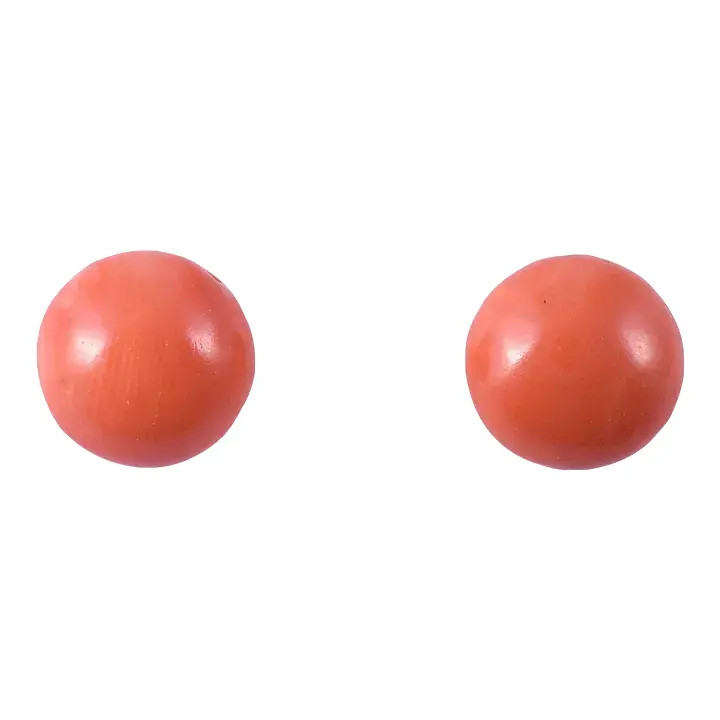 1980s Salmon Coral Stud Earrings - 2 Pieces | Chairish