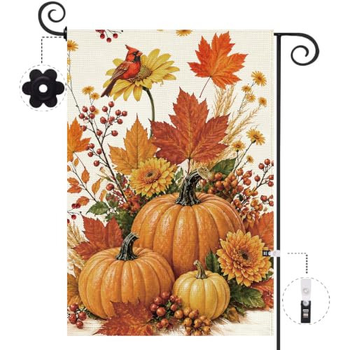 Baccessor Fall Garden Flag 12.5 x 18 Inch Pumpkins Bird Double Sided Burlap | Amazon (US)
