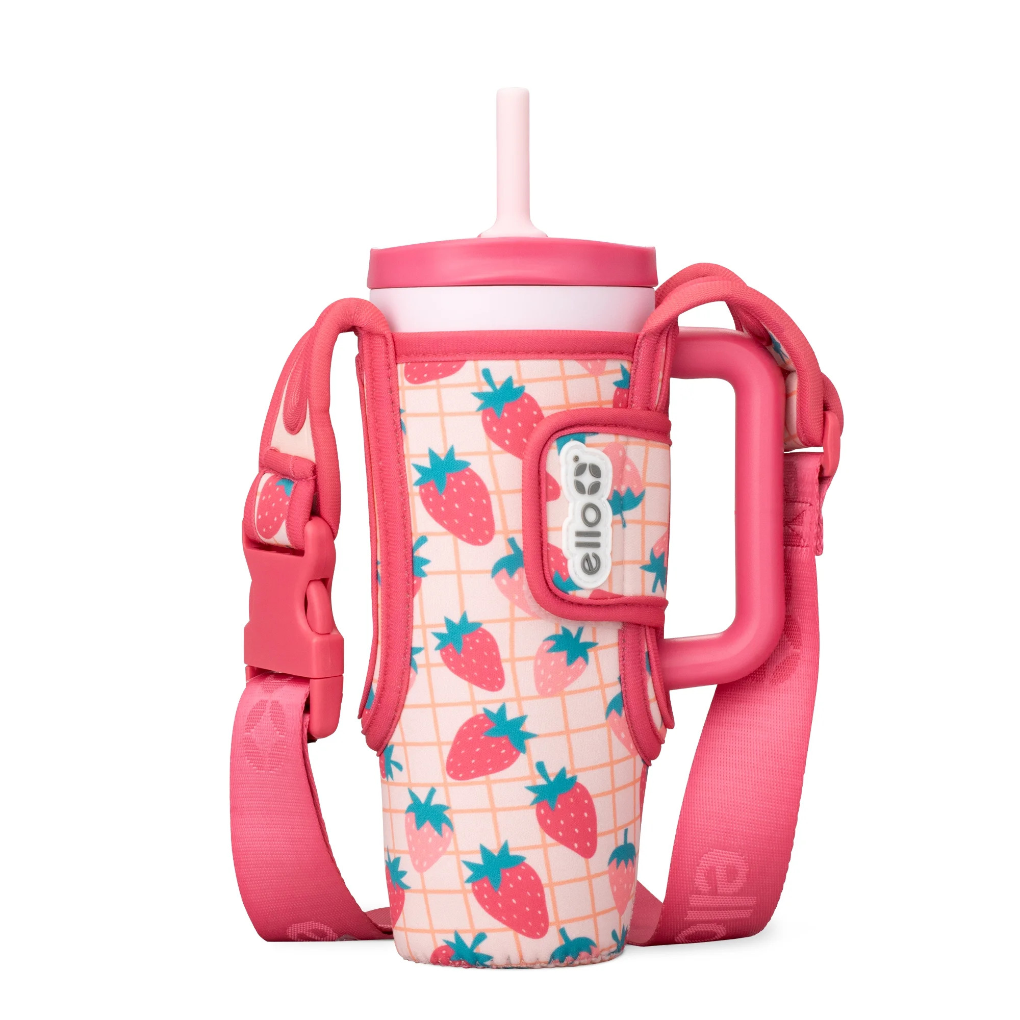 Ello Ultra Clean 24 oz Stainless Steel Tumbler with Bottle Bag Sling, Strawberries | Walmart (US)