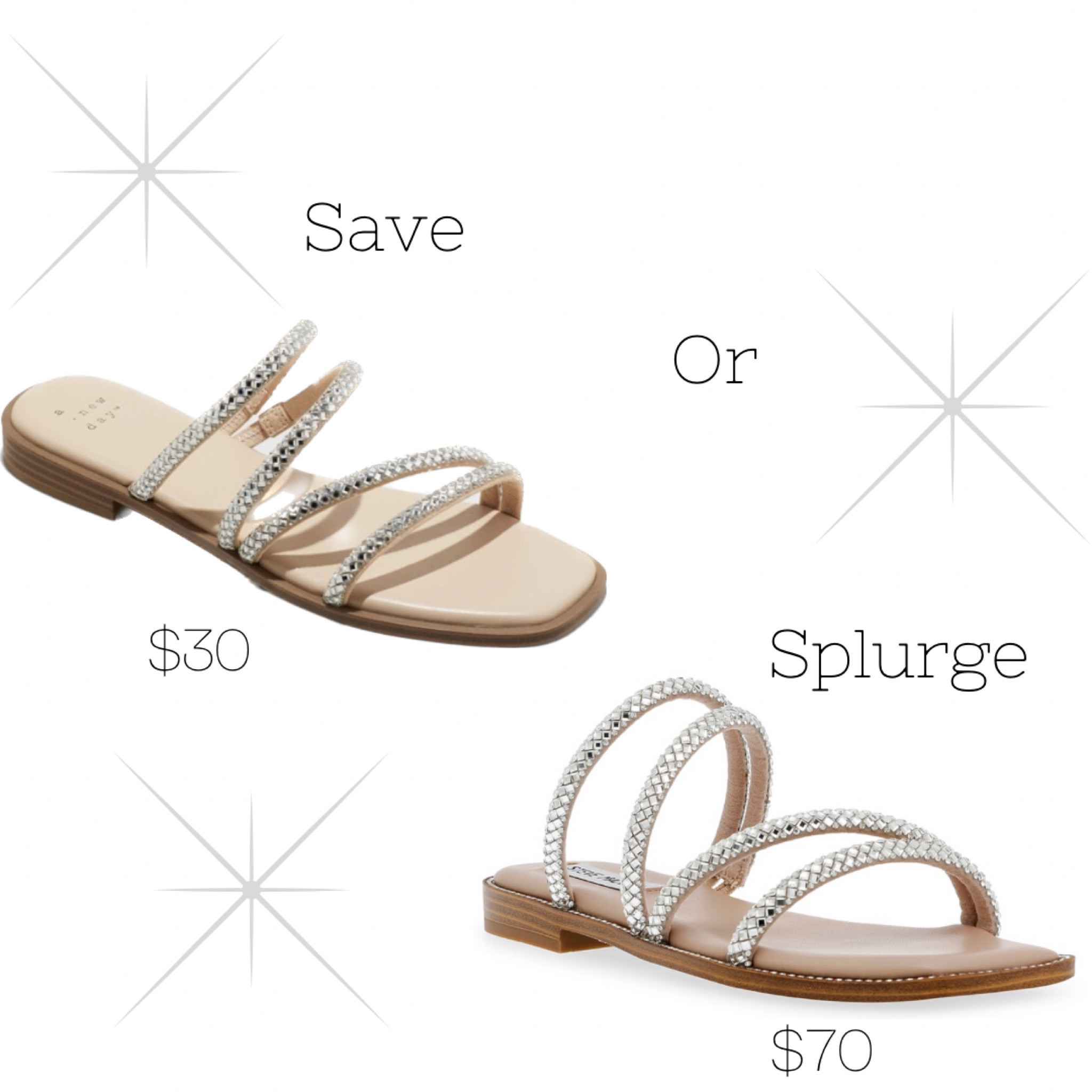 Save or splurge? | sandals | spring sandals | spring finds | sparkly sandals | dressy sandals | summer sandals 

#LTKFind #LTKshoecrush #LTKunder50