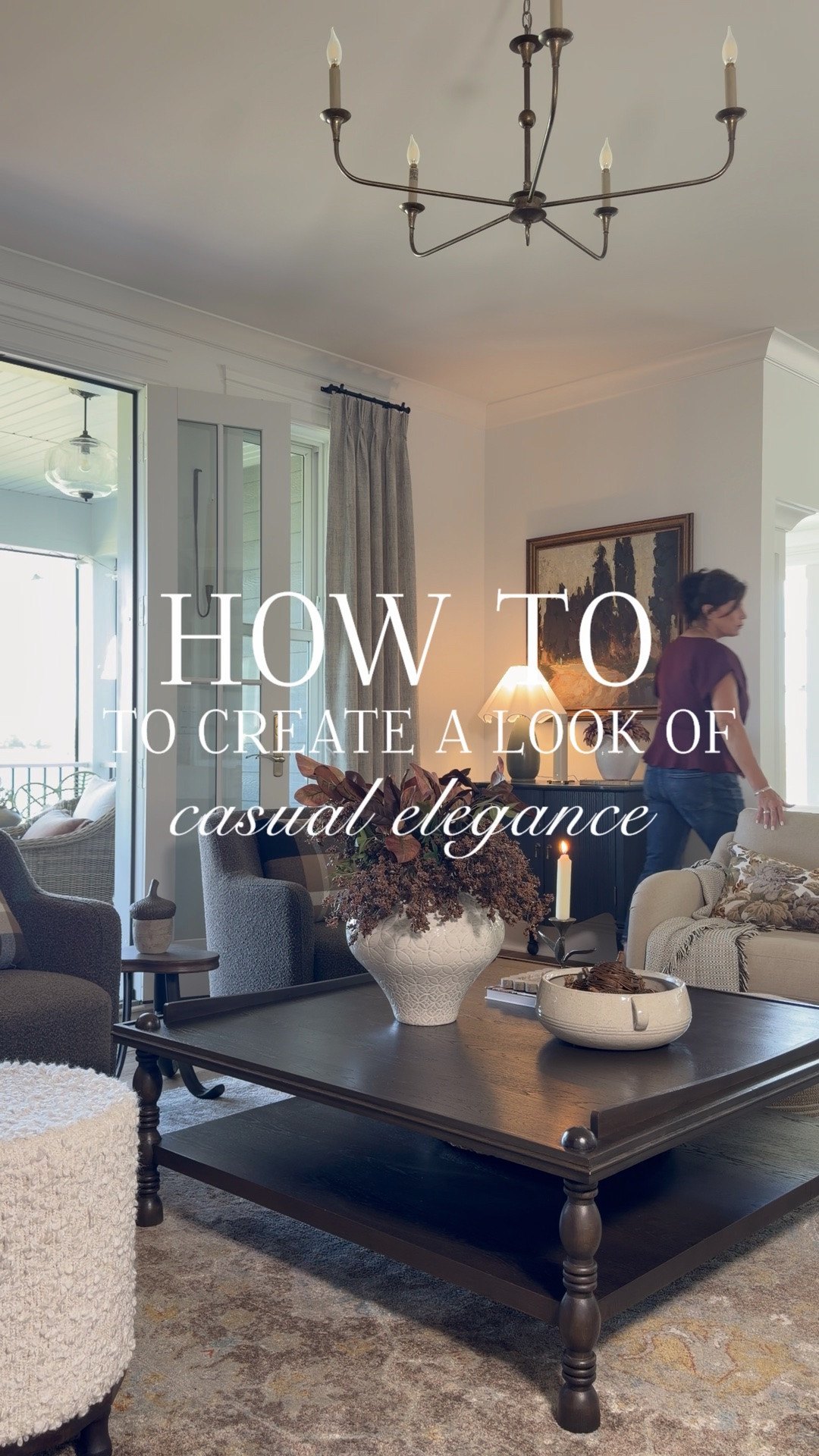 An often asked question…”What’s your style?” I call my style casual elegance. My definition… “It is a refined classic base with rustic and whimsical elements mixed in to soften the edges.” To get this look, start with formal foundation pieces and gently soften them with relaxed textures, whimsical elements and rustic accents. Build a foundation of "high-low" contrast. The magic of casual elegance lies in the intentional tension between refined and rustic.

STYLE TIPS:
▫️Neutral Base — Start with a base of creamy whites, warm taupes, dove grays or soft, sand tones.
▫️Add Mixed Architectural Details — Think crown and wall moulding, wainscoting, character grade wood flooring, rustic beams and/or vintage doors.
▫️Mix Refined and Rustic — Pair an elegant, plush velvet sofa with a well-worn, rustic wooden side table.
▫️Elevate Ordinary Details — Use formal design choices in an informal way. i.e. Pair high-end furniture with handmade, artisan pottery.
▫️Use Timeless Hues — Introduce color with sophisticated, timeless hues.
▫️Incorporate Layers But Don’t Clutter— Add a pillow or throw to a basket, mix floral stems, use books and trays to hold decor and candles, use pillows and throws on furniture.
▫️Mix Your Fabrics & Use Texture — Mix linen, velvet, wool, jute, chunky knit and/or leather.
▫️Layer Lighting — Ditch harsh, overhead fixtures and use a warm, atmospheric glow that highlights different zones of the room.
▫️Use The 60-30-10 Rule — Keep 60% of the room in your main neutral, 30% in coordinating, soft secondary tones, and use a final 10% for crisp, contrasting accents — like a few black metal frames or hardware details — to ground the space.
▫️ Edit Clutter and Add Soul — Casual elegance requires intentional breathing room — spaces should look curated, not overcrowded.

#LTKSeasonal #LTKHome #LTKvlog