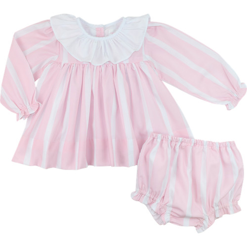 Pink And White Striped Ruffle Diaper Set | Cecil and Lou