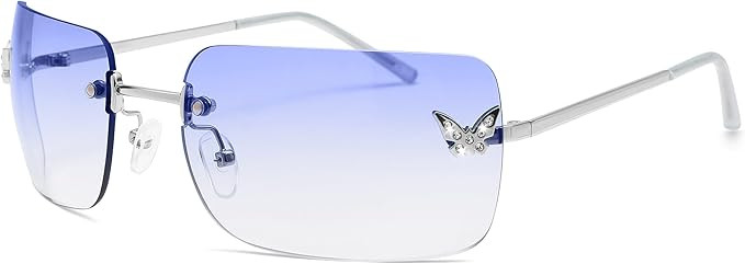 Y2k Sunglasses for Women - Trendy Rimless 2000s Fashion Sun Glasses Rave Shades | Amazon (US)