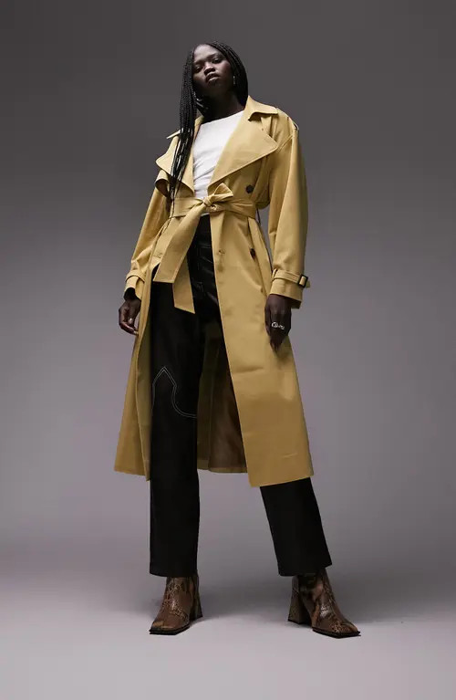 Topshop Soft Classic Trench Coat in Mustard at Nordstrom, Size 6 Us | Nordstrom