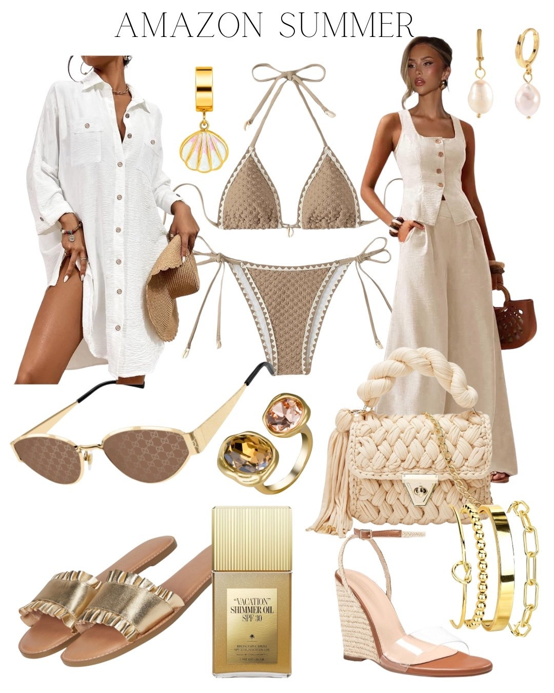 The ultimate summer uniform has officially arrived, and it’s giving major "just stepped off a yacht in the Mediterranean" energy. It’s all about rich textures, sun-kissed neutrals, and effortless layering.


#amazonprimedeal #amazonfashion #ltkunder50 #ltkstyletip #amazonfinds #summerstyle2026 #summersiren #crochetfashion #summerknits #goldaccessories #beachaesthetic #vacationoutfit #amazonprime #affordableluxury #microinfluencer

#LTKSaleAlert #LTKSwim #LTKootd