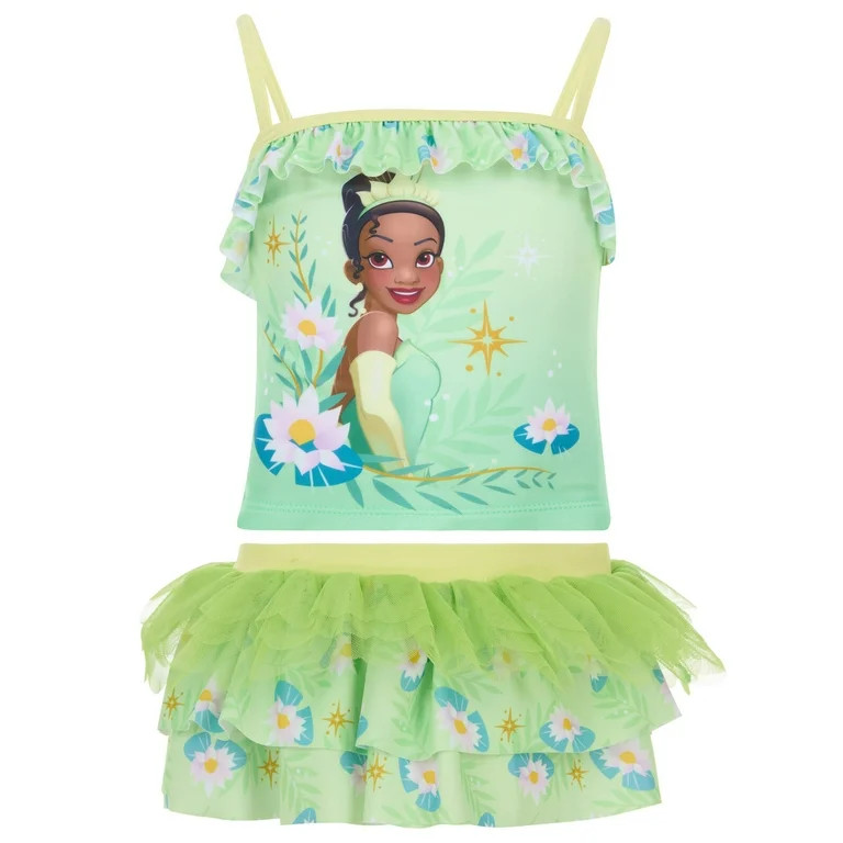 Disney Princess Tiana UPF 50+ Tankini Top and Swim Skirt Swimsuit Set Toddler to Big Kid | Walmart (US)
