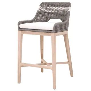 Interwoven Rope Barstool with Stretcher and Cross Support, Dark Gray | Bed Bath & Beyond