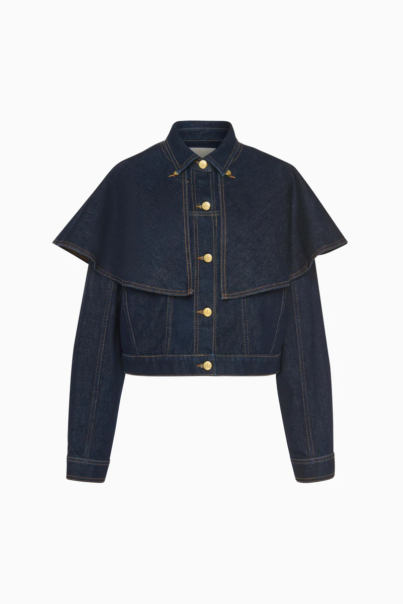 The Agata Denim Cape Jacket - Tigris | Ulla Johnson