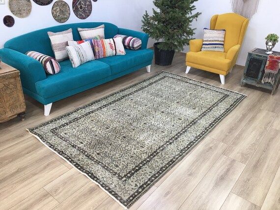 bohemin rug, oushak rug, turkish rug, vintage rug, floral rug, wool rug, antique rug, livingroom ... | Etsy (US)