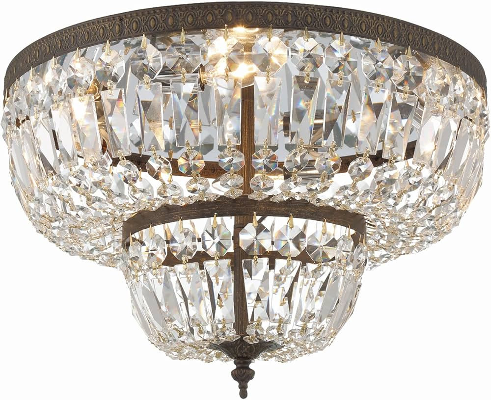 Crystorama 4 Light Clear Hand Cut English Bronze Flush Mount | Amazon (US)
