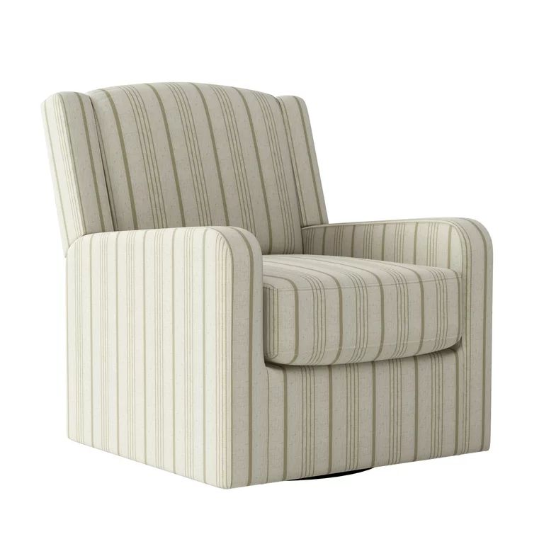 Homesvale Byron Wing Back Swivel Club Chair in Linen Farmhouse Woven Stripe | Walmart (US)