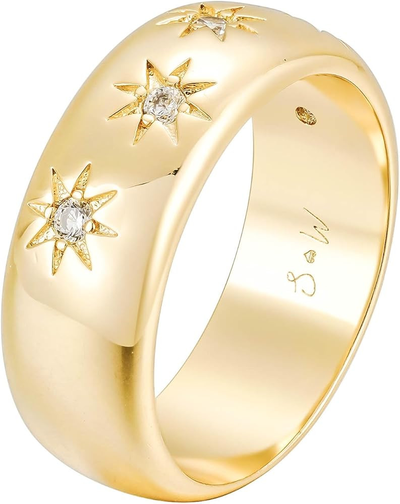 Gold Ring for Women – 18K Gold Plated Chunky Zircon Ring – Hypoallergenic, Tarnish-Free & Sty... | Amazon (US)